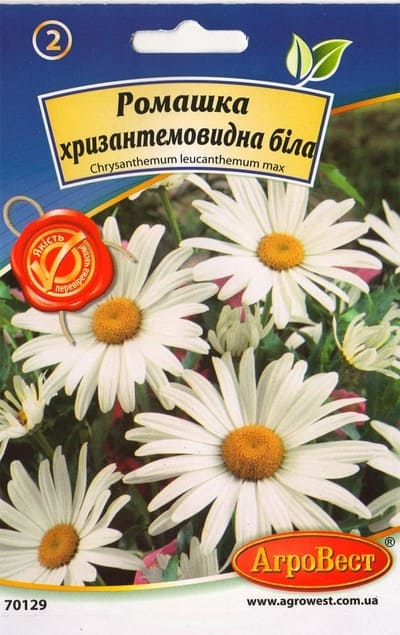 Насіння квітів Ромашка Хризантемовидна біла 0,4г Агровест