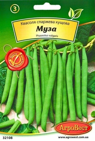 Насіння квасолі спаржевої кущової Муза 15г Агровест
